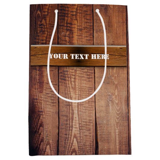 Faux Rustic Wood Boards Medium Cadeauzakje (Voorkant)