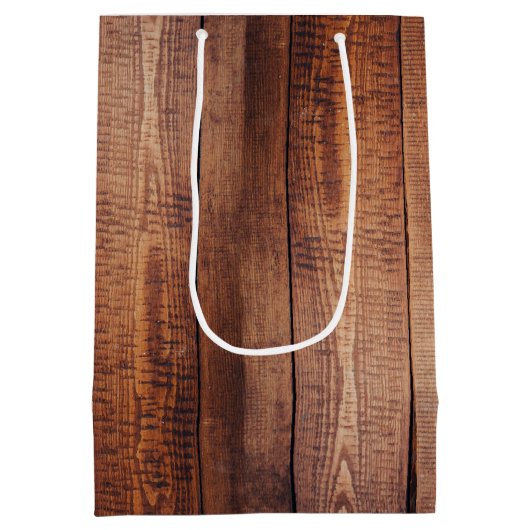 Faux Rustic Wood Boards Medium Cadeauzakje (Achterkant)