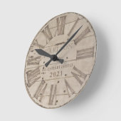 Faux rustic wood custom wall clock ronde klok (Hoek)