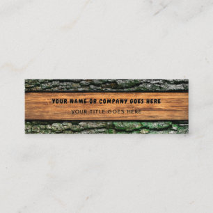 Faux Rustic Wood Grain Bark Moss Mini Visitekaartje