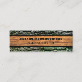 Faux Rustic Wood Grain Bark Moss Mini Visitekaartje