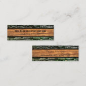 Faux Rustic Wood Grain Bark Moss Mini Visitekaartje (Voorkant / Achterkant)