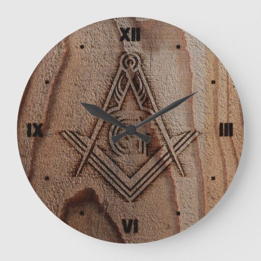 Faux Rustic Wood Masonic Clocks | Freemason Gifts Grote Klok (Voorkant)