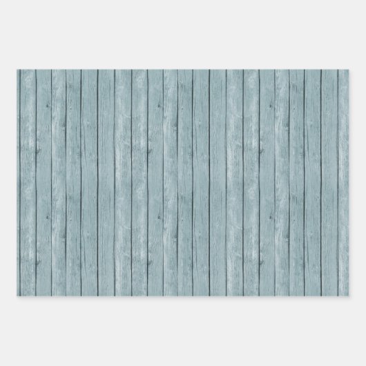 Faux rustiek hout bruin blauw inpakpapier vel (Voorkant 3)
