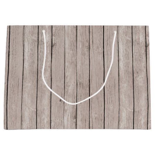 Faux rustiek hout bruin groot cadeauzakje (Voorkant)