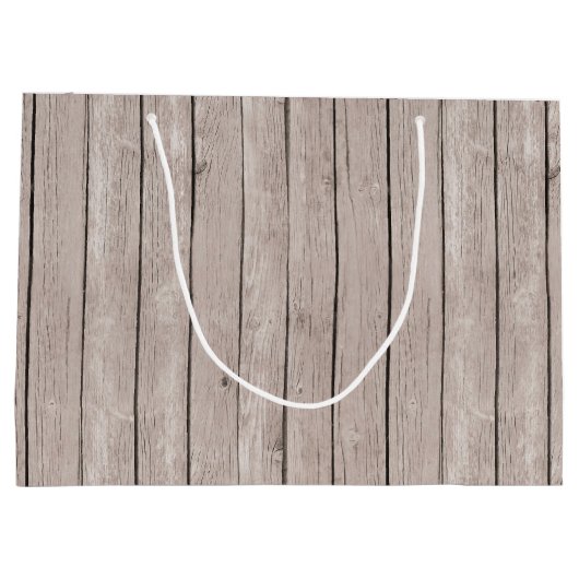 Faux rustiek hout bruin groot cadeauzakje (Achterkant)