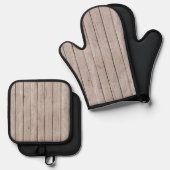 Faux rustiek hout bruin ovenwant & pannenlap set (Voorkant / Achterkant)