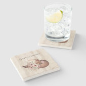 Faux rustieke crème hout roze roos cowgirl stenen onderzetter (Zijkant)