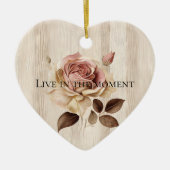 Faux rustieke crème roze rozenhout keramisch ornament (Voorkant)