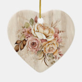 Faux rustieke crème roze rozenhout keramisch ornament (Achterkant)