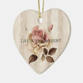 Faux rustieke crème roze rozenhout keramisch ornament (Links)