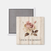 Faux rustieke crème roze rozenhout magneet (Voorkant / Achterkant)