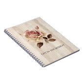 Faux rustieke crème roze rozenhout notitieboek (Rechterzijde)