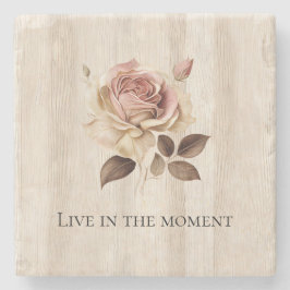 Faux rustieke crème roze rozenhout stenen onderzetter