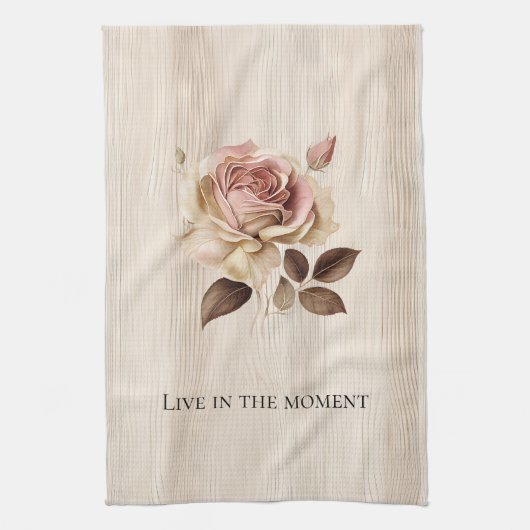 Faux rustieke crème roze rozenhout theedoek (Verticaal)