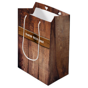 Faux Rustige houten planken Medium Cadeauzakje