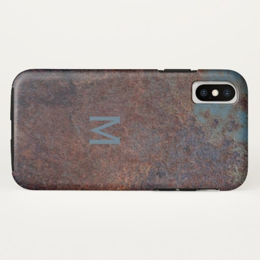 Faux Rusty Metal aangepaste monogram Case-Mate iPhone Case (Achterkant (horizontaal))