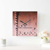 Faux Rusty Metal Abstract, naam, persoonlijk Vierkante Klok (Huis)