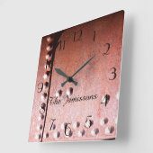 Faux Rusty Metal Abstract, naam, persoonlijk Vierkante Klok (Hoek)