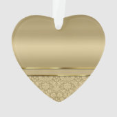 Faux Sapphire Blue Gemstone Metallic Gold Damask Ornament (achterkant)