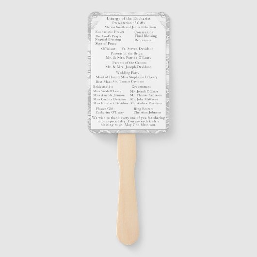 Faux-Satin katholieke bruiloft Handwaaier (Achterkant)