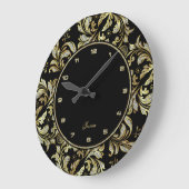 Faux schittert en Gouden Kant op Zwarte Grote Klok (Hoek)