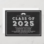 Faux schoolbord klasse van 2025 snor Afstuderen Kaart (Voorkant / Achterkant)