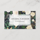 Faux schoolbord Waterverf Flowers & Gold Glitter Visitekaartje (Voorkant)