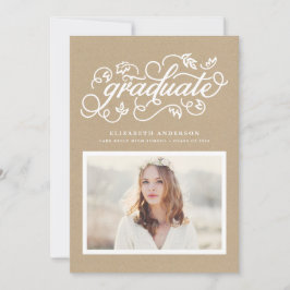 Faux Script Kraft Paper Rustic Script Afstuderen Aankondiging