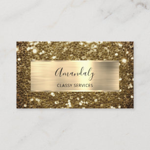 Faux Sepia Gold Glitter QR Code Logo Business Ca Visitekaartje