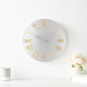 Faux Sepia Gold Gray Minimal Metallic Roman Numers Grote Klok (Huis)