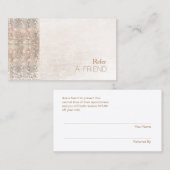 FAUX Sequin Geborsteld Wit Marmeren Salon Verwijzi Aanbevelingskaartje (Voorkant / Achterkant)