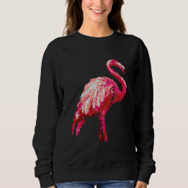 Faux Sequin Gedrukt Tropisch Flamingo Bird Trui