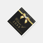 Faux Sequins Bow Gold Black Graduation Party Servet (Hoek)