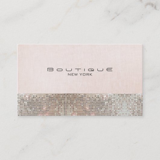Faux Sequins en Linen Cute Pink Chic Boutique Visitekaartje (Voorkant)