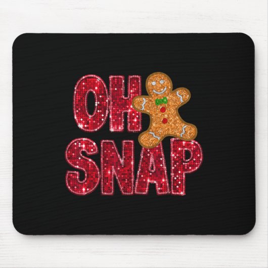 Faux Sequins Oh Snap Kerstmis Gingerbread Familie Muismat (Voorkant)