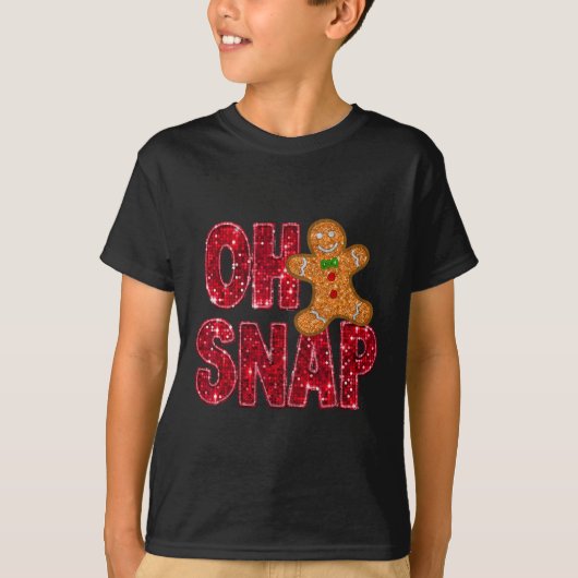 Faux Sequins Oh Snap Kerstmis Gingerbread Familie T-shirt (Voorkant)