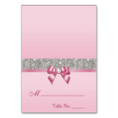 Faux Sequins Pink Bow Place Card Kaart (Voorkant)