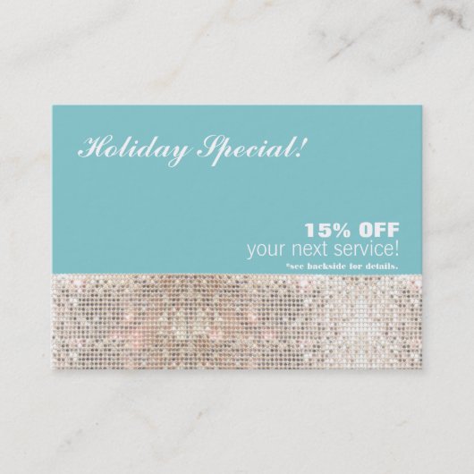 Faux Sequins Salon and Spa Holiday Cadeaukaart Kortingskaartje (Voorkant)
