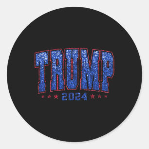 Faux Sequins Trump 2024 President Make America Tru Ronde Sticker