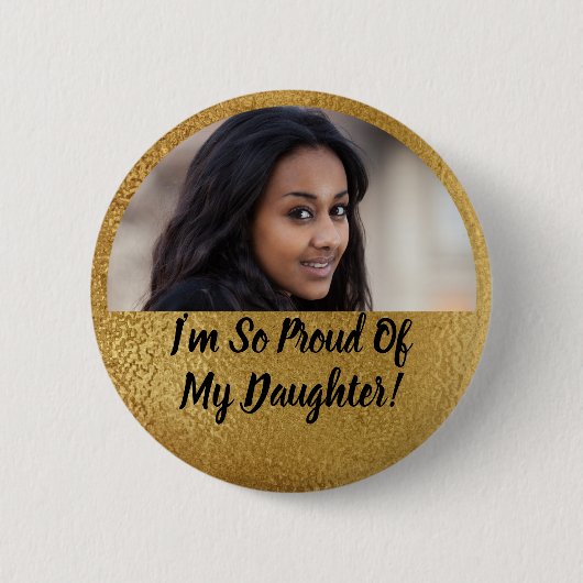 Faux Shimmer Gold Proud Afstuderen Foto Ronde Button 5,7 Cm (Voorkant)