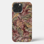 Faux Shiny Dark Red Green Gold Floral Art Pattern iPhone Hoesje (Achterkant)