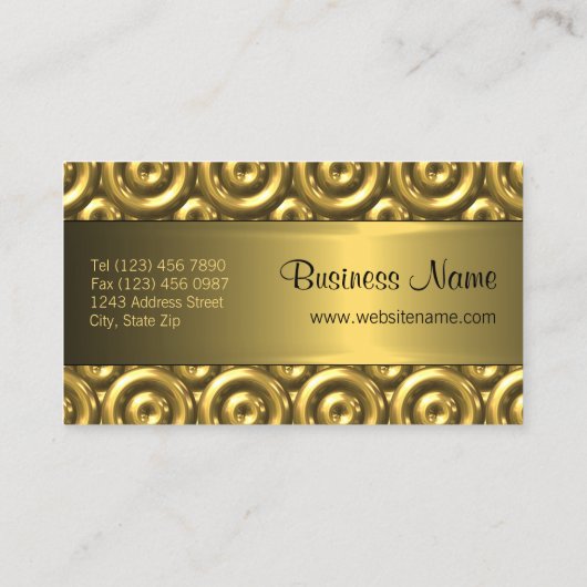 Faux Shiny Gold 3D Abstract Circles Mosaic Pattern Visitekaartje (Achterkant)