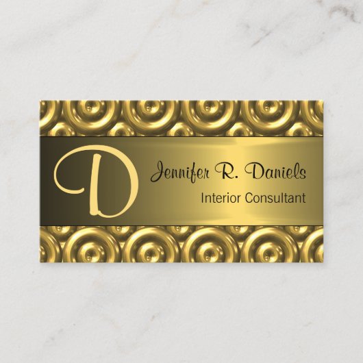 Faux Shiny Gold 3D Abstract Circles Mosaic Pattern Visitekaartje (Voorkant)
