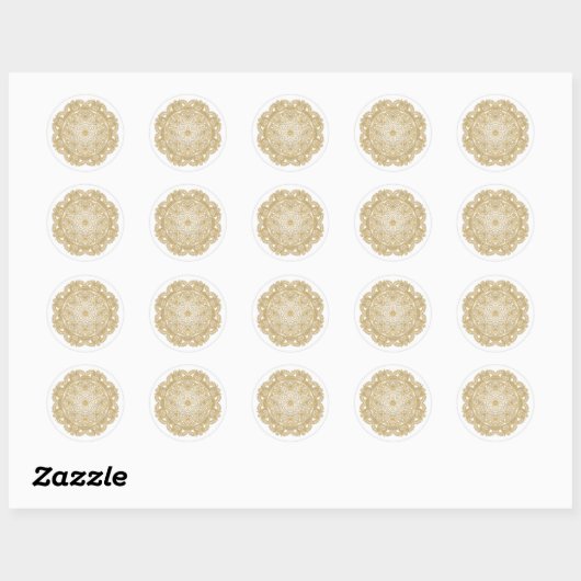 Faux Shiny Gold Trendy Oriental Mandala Pattern Ronde Sticker (Vel)