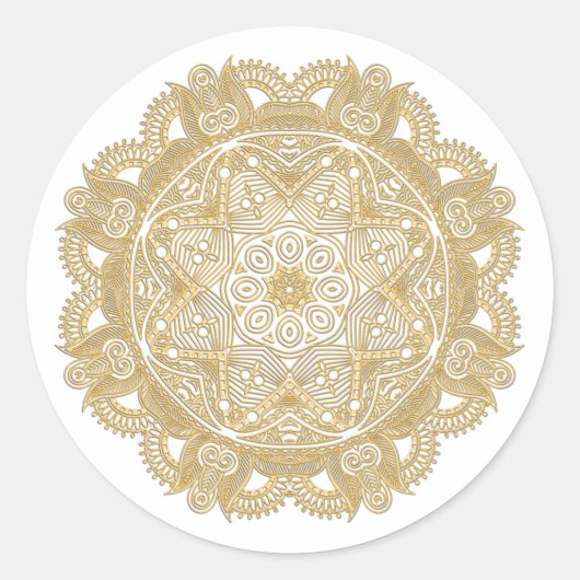 Faux Shiny Gold Trendy Oriental Mandala Pattern Ronde Sticker (Voorkant)