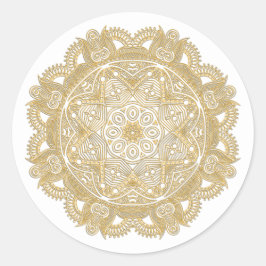 Faux Shiny Gold Trendy Oriental Mandala Pattern Ronde Sticker
