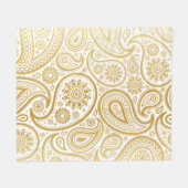 Faux Shiny Metallic Gold Paisley Fleece Deken (Voorkant (Horizontaal))