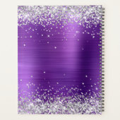 Faux Shiny Silver Glitter Amethyst Folie Monogram Planner (Achterkant)