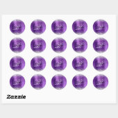 Faux Shiny Silver Glitter Amethyst Folie Monogram Ronde Sticker (Vel)
